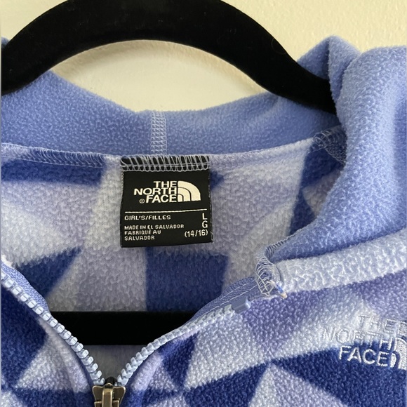 North Face Girls Fleece Jacket with Geometric Patterns - Picture 2 of 5